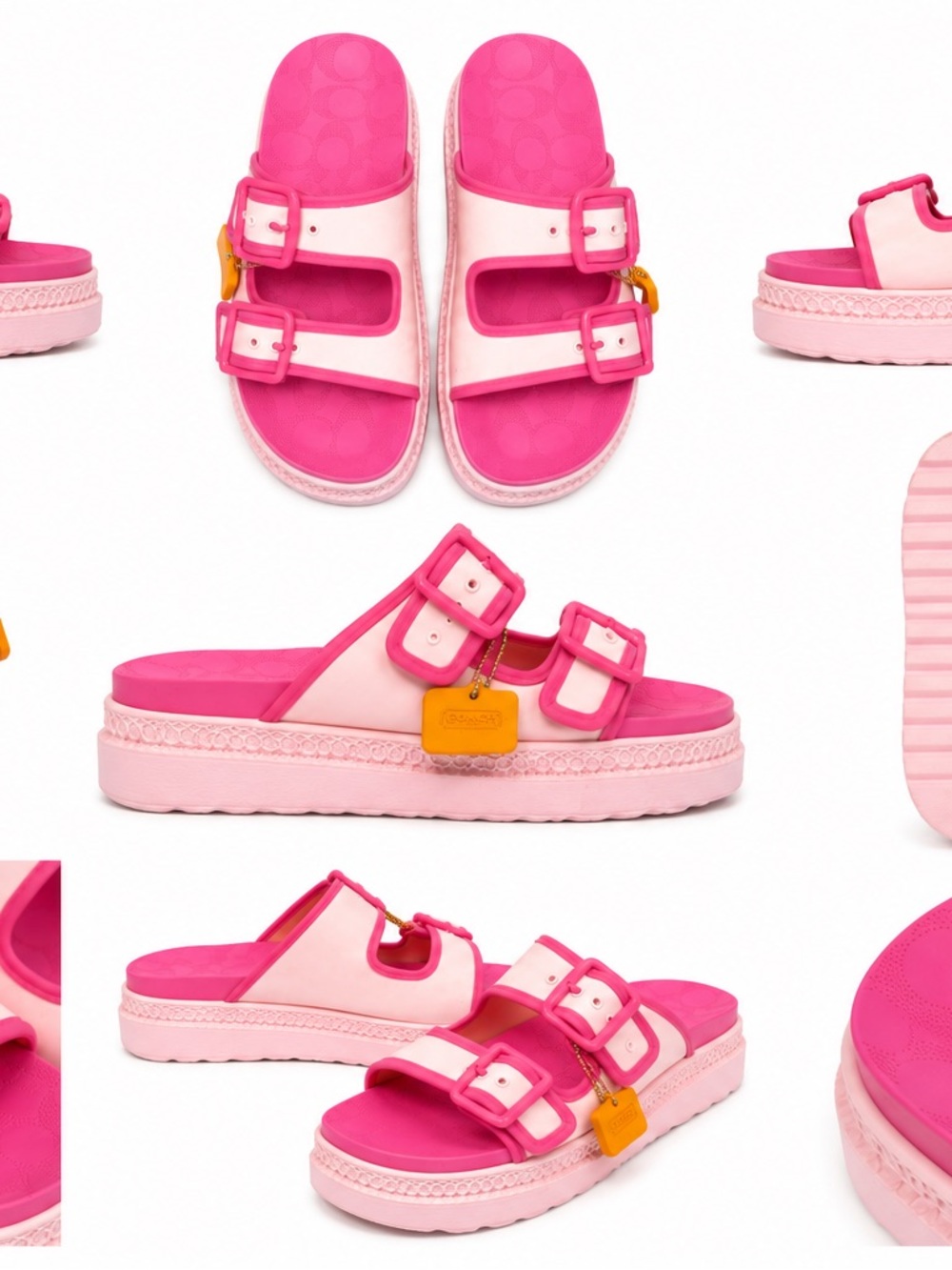 Coach Pink Slide Sandals Size 8 - Picture 3 of 4